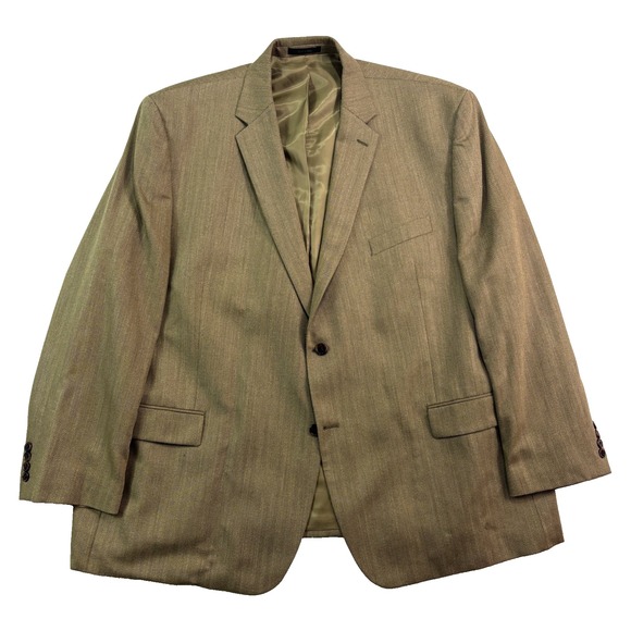 Ralph Lauren 52R Brown Herringbone Blazer Jacket Sport Suit Coat Silk Wool